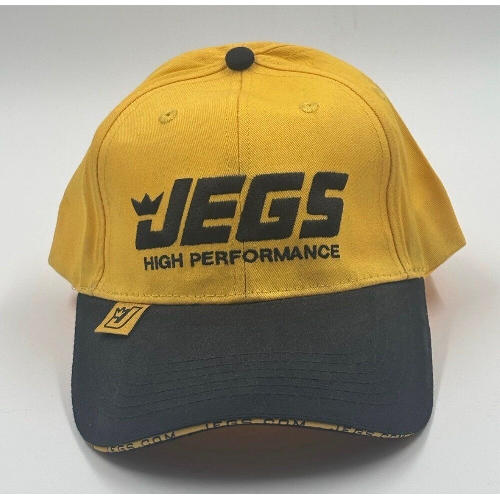 JEGS High Performance Hat Baseball Cap Yellow Black Embroidered Adjustable Strap